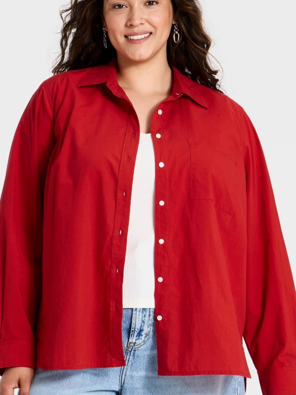 Universal Thread Red Relaxed Button-Down Shirt